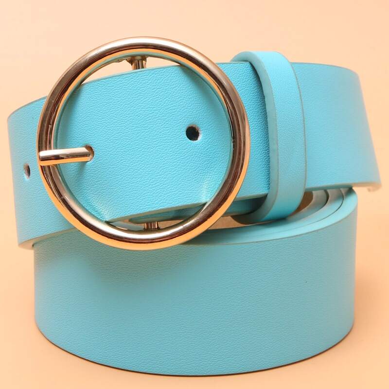 

Round Buckle Belt, Baby blue