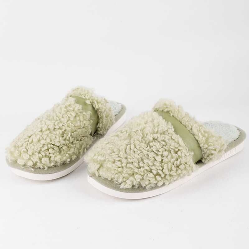 

Solid Fluffy Slippers, Olive green