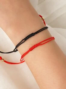 2入組極簡風格編織手鐲 - 彩色 - 查看 1