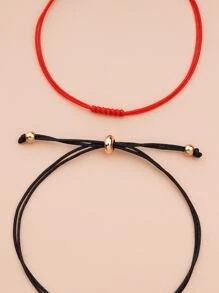 2入組極簡風格編織手鐲 - 彩色 - 查看 4