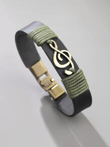 Đàn ông thời trang và phổ biến Vòng đeo tay trang trí nốt nhạc PU để làm quà tặng trang sức và cho một vẻ ngoài sành điệu - màu đen - Xem 1