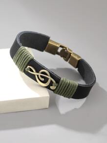 Đàn ông thời trang và phổ biến Vòng đeo tay trang trí nốt nhạc PU để làm quà tặng trang sức và cho một vẻ ngoài sành điệu - màu đen - Xem 2