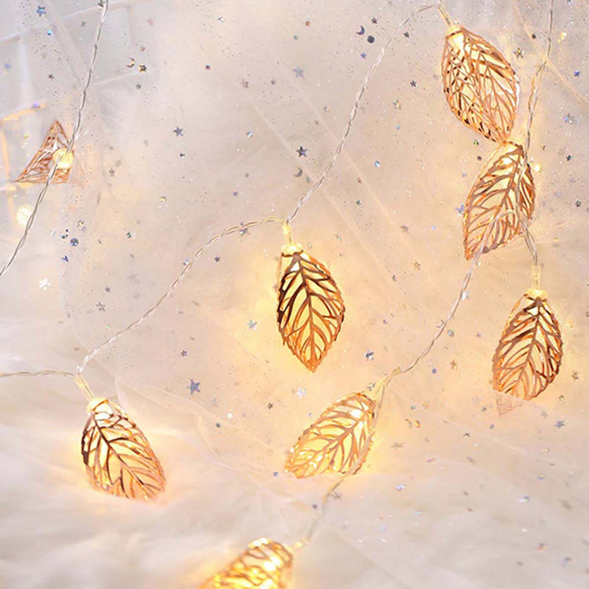 

10pcs Leaf Shaped Decorative String Light, Yellow