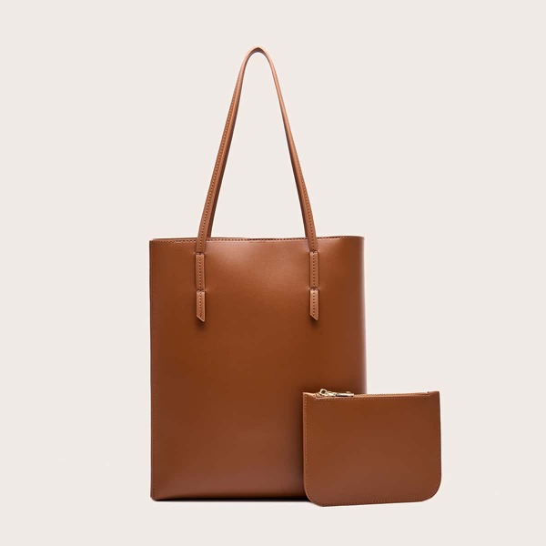 

Minimalist Tote Bag With Purse, Brown