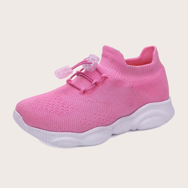 

Girls Drawstring Decor Wide Fit Sneakers, Pink