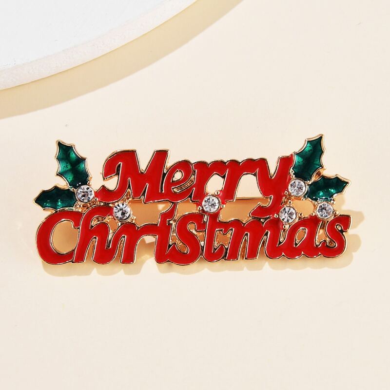 

Christmas Rhinestone Slogan Brooch, Multicolor