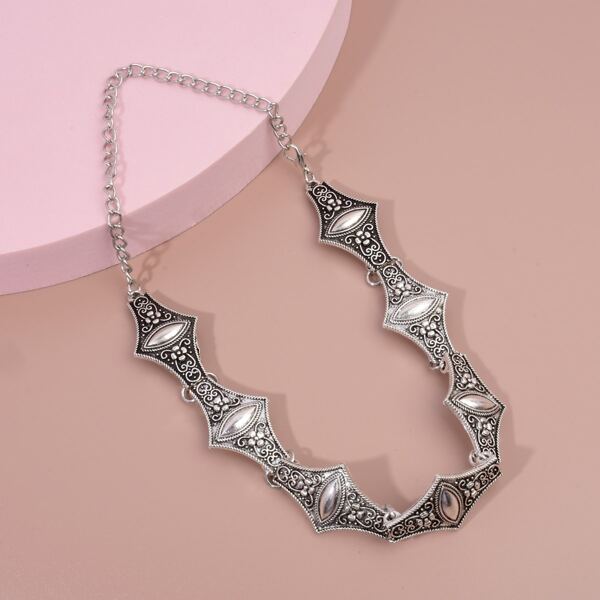 

Bohemian Geo Decor Necklace, Antique silver