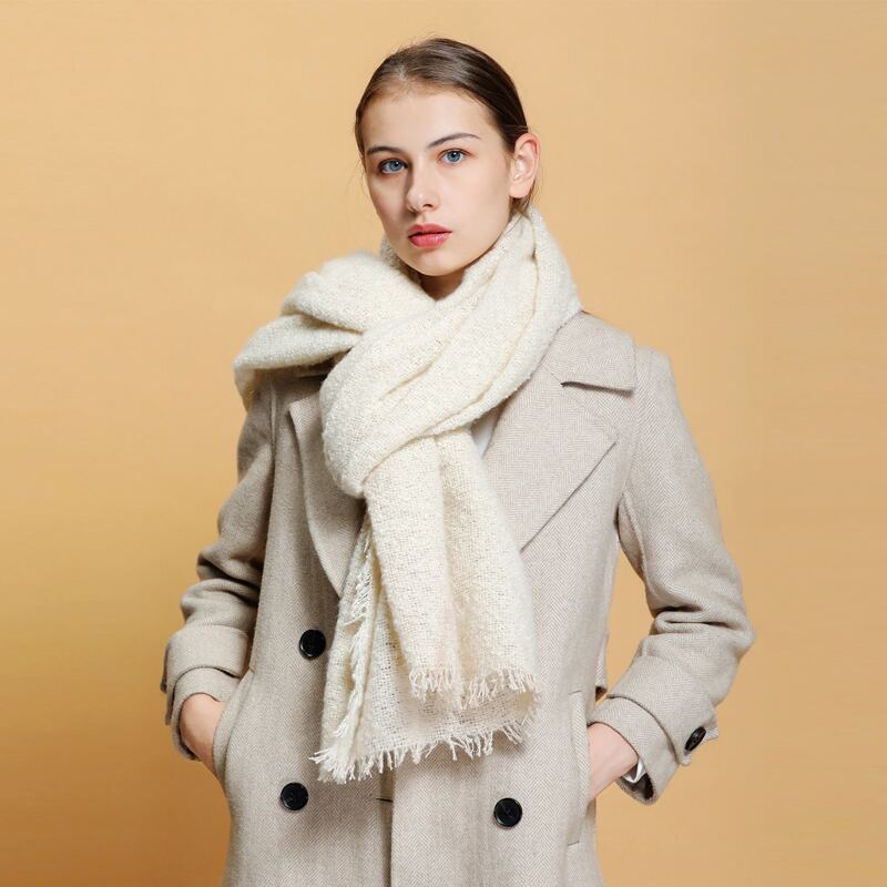 

Raw Hem Solid Scarf, White