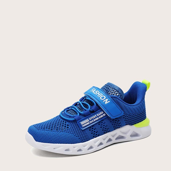 

Boys Letter Graphic Velcro Strap Mesh Sneakers, Blue