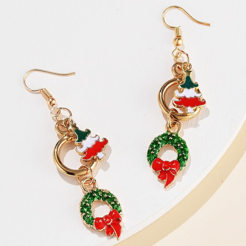 

Christmas Tree & Wreath Drop Earrings, Multicolor