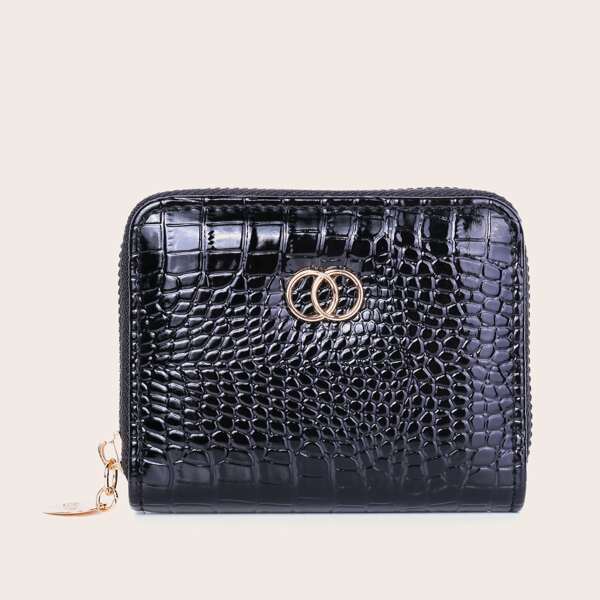 

Croc Embossed Small Purse, Black