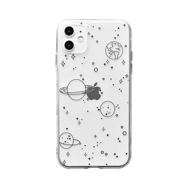 

1pc Planet Print iPhone Case, Black