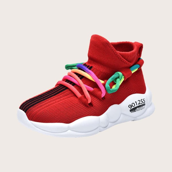 

Girls Striped High Top Slip On Sneakers, Red