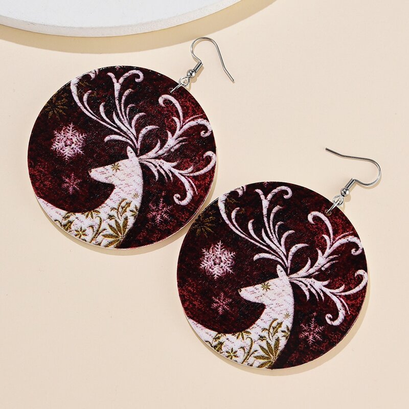 

Christmas Deer Round Drop Earrings, Multicolor