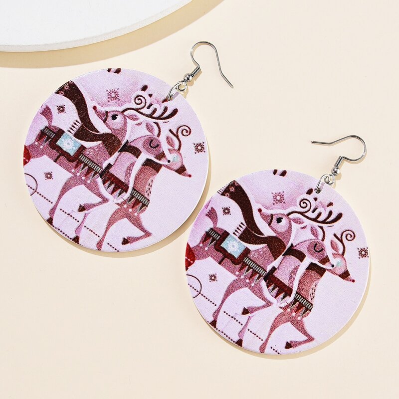 

Christmas Deer Round Drop Earrings, Multicolor