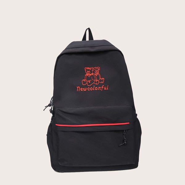 

Men Cartoon & Letter Graphic Backpack, Black