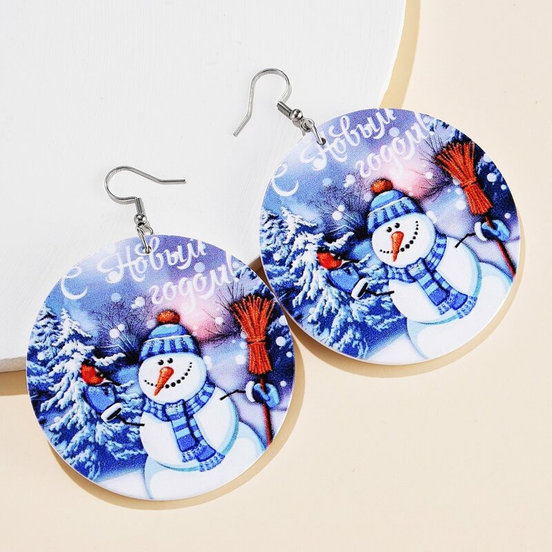 

Christmas Snowman Round Drop Earrings, Multicolor