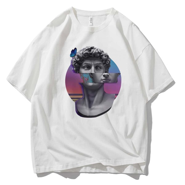 

Men Figure And Butterfly Print Tee, White