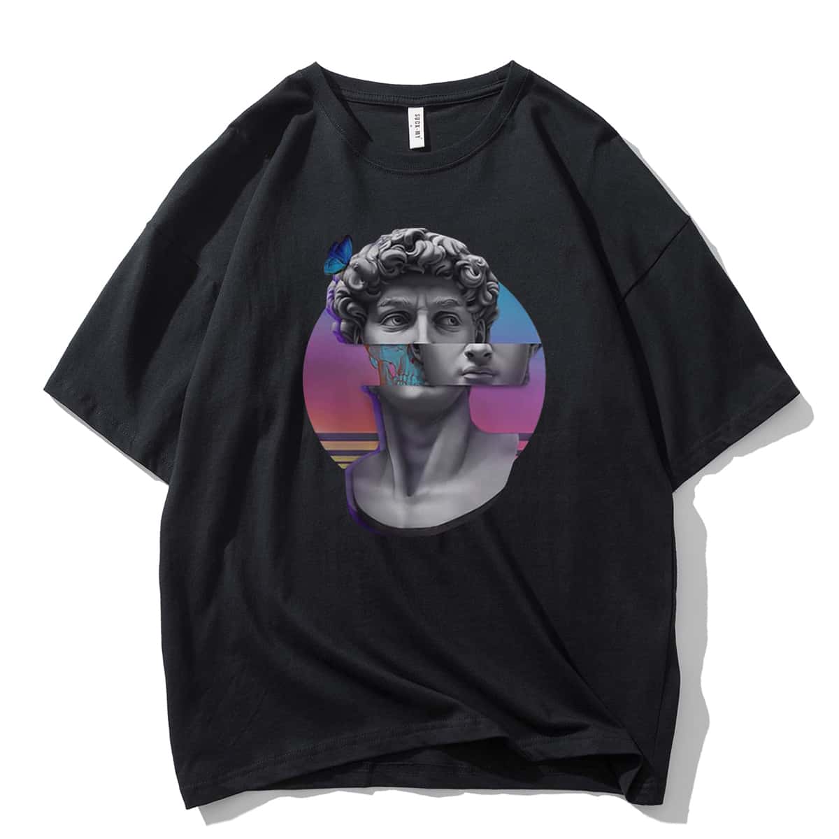 

Men Figure And Butterfly Print Tee, Black