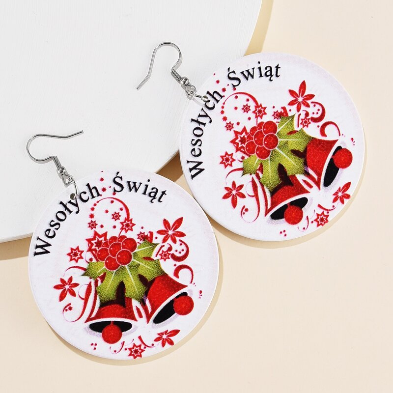 

Christmas Round Drop Earrings, Multicolor