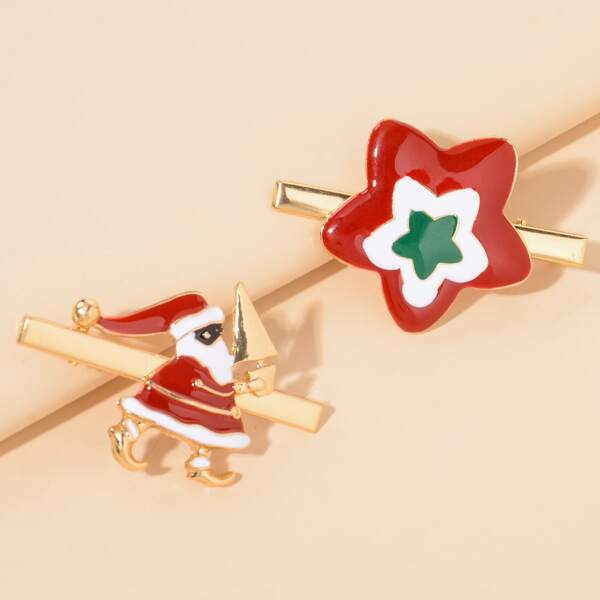 

2pcs Christmas Duck Decor Hair Clip, Multicolor