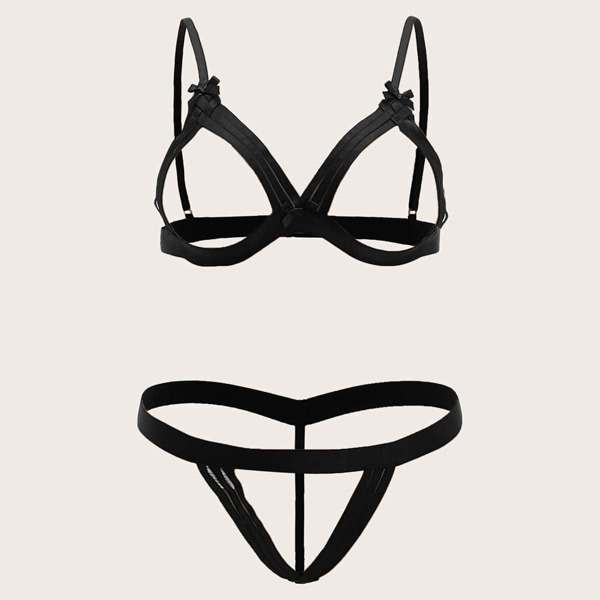 

Plus Cut-out Lingerie Set, Black