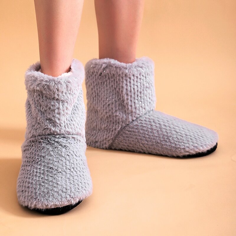 

Faux Fur High Top Slippers, Grey