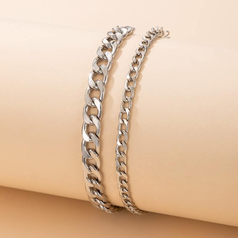 

2pcs Chain Bracelet, Silver