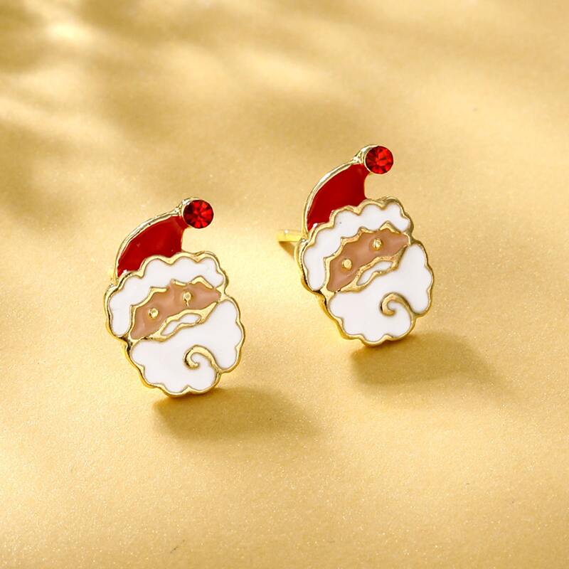 

Christmas Santa Claus Stud Earrings, Red and white
