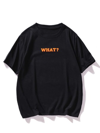 تي شيرت بياقة دائري وبجرافيك شعار للرجال