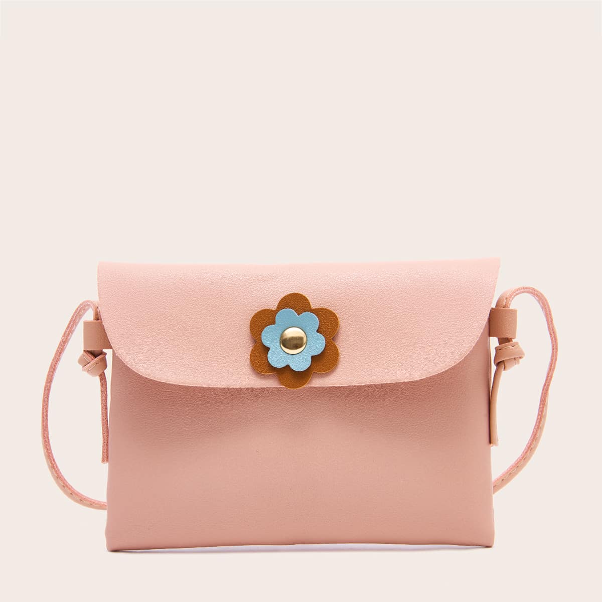 

Floral Decor Flap Crossbody Bag, Pink