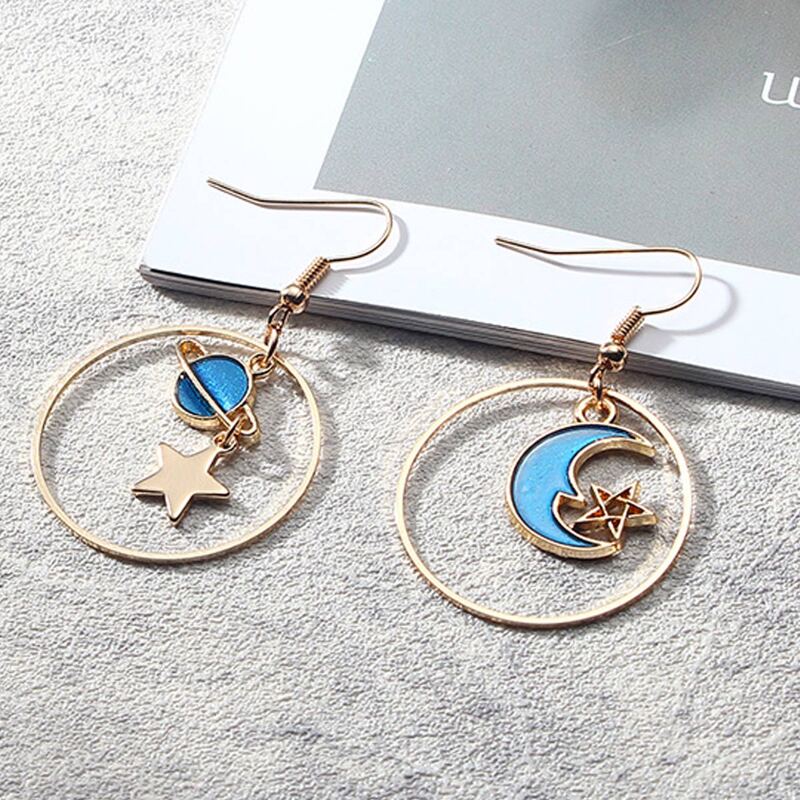 

Star & Moon Drop Earrings, Royal blue