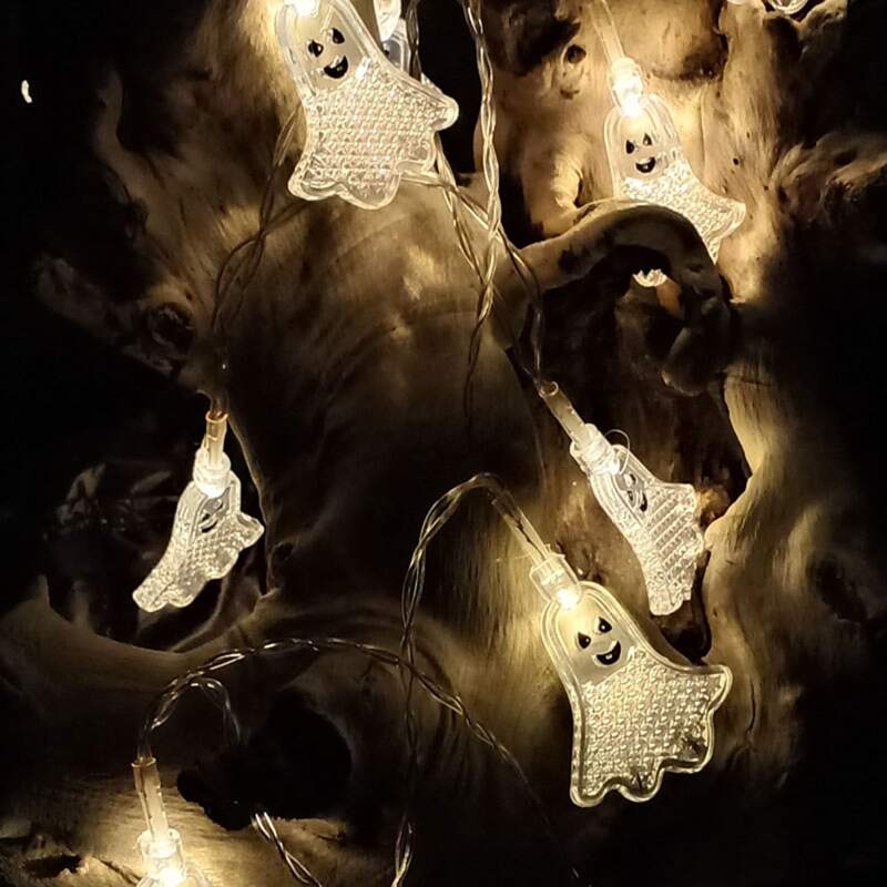 

1pc String Light With 10pcs Ghost Shaped Bulb, Yellow