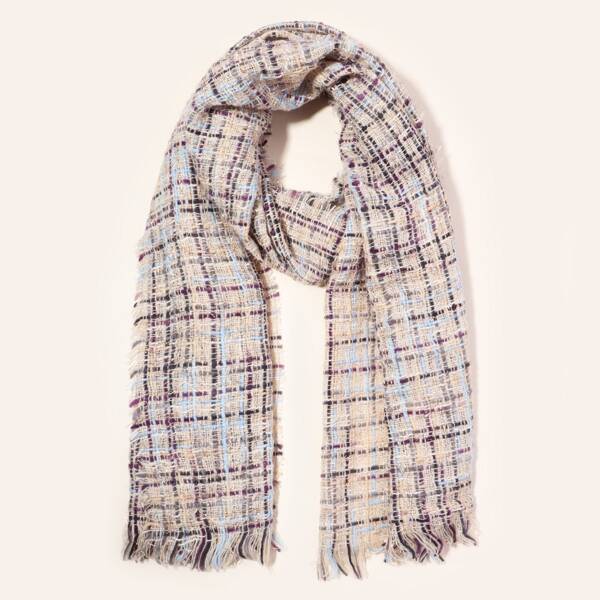 

Raw Hem Tweed Scarf, Multicolor