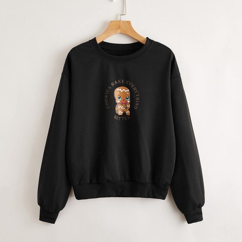 

Cartoon Graphic Sweatshirt, Black