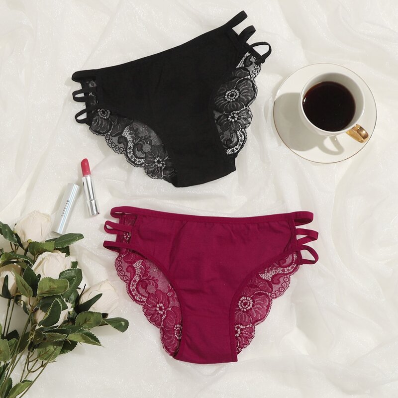 

2pack Floral Lace Cut-out Panty Set, Multicolor
