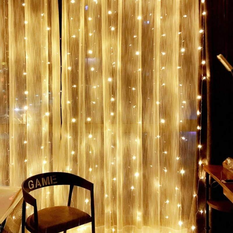 

200pcs Bulb Curtain String Light, Yellow