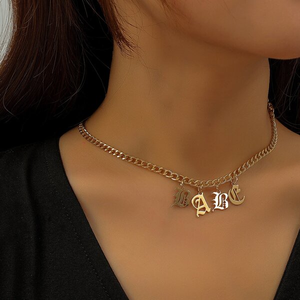 

Letter Charm Necklace, Gold