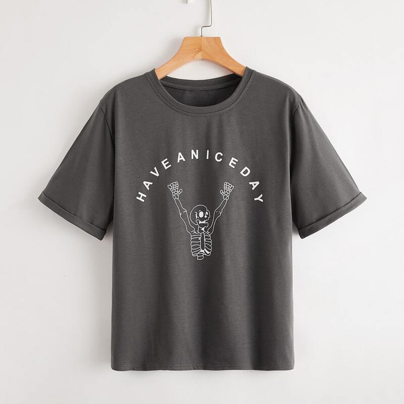 

Letter Skull Graphic Tee, Dark grey