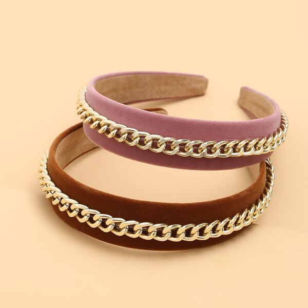 

2pcs Chain Decor Hair Hoop, Multicolor
