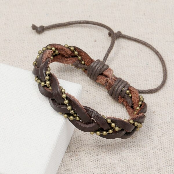 

Men Braided PU Bracelet, Brown