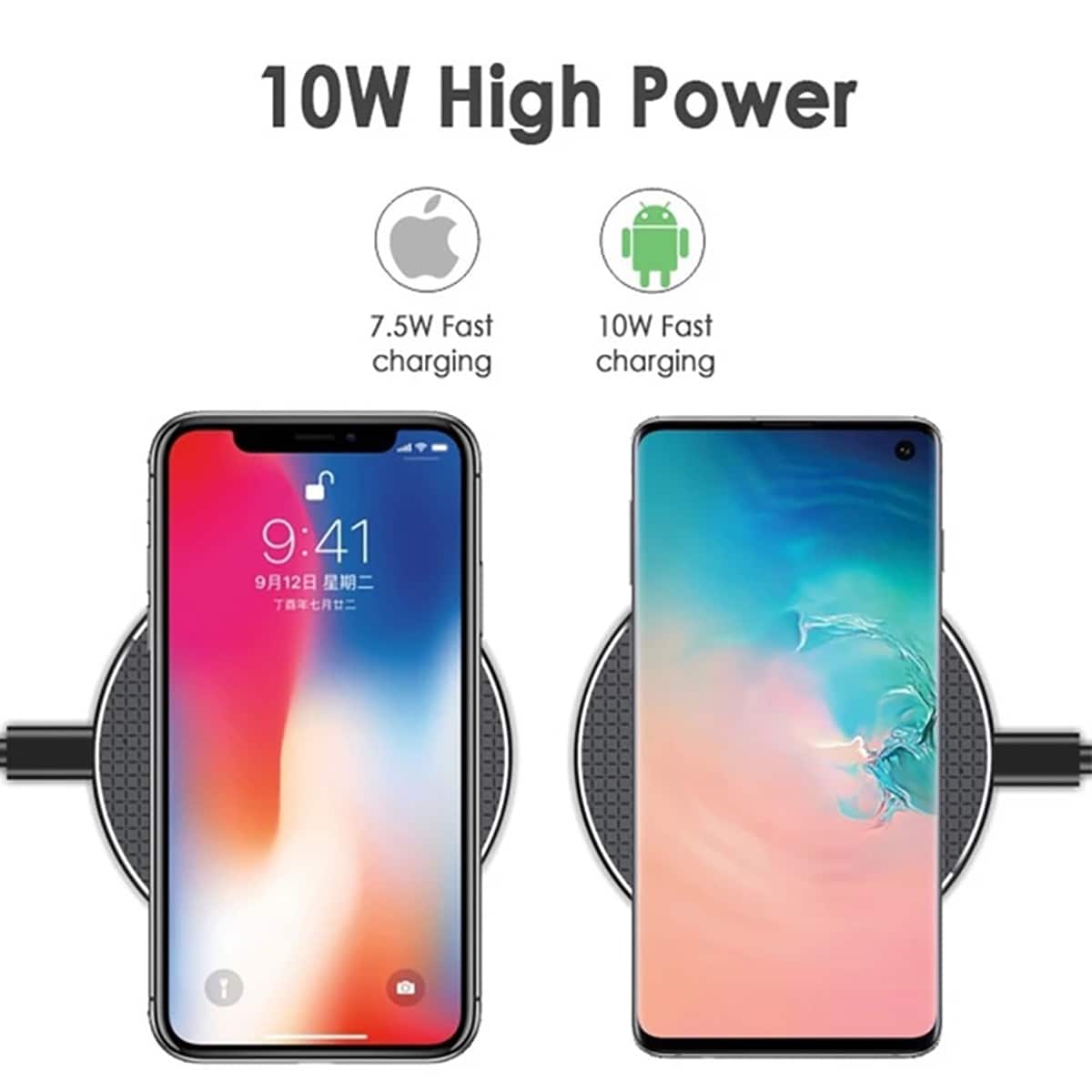 

1pc Wireless Phone Charger, Black and white
