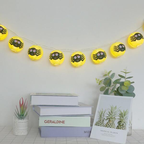 

1pc String Light With 10pcs Lantern Shaped Bulb, Yellow