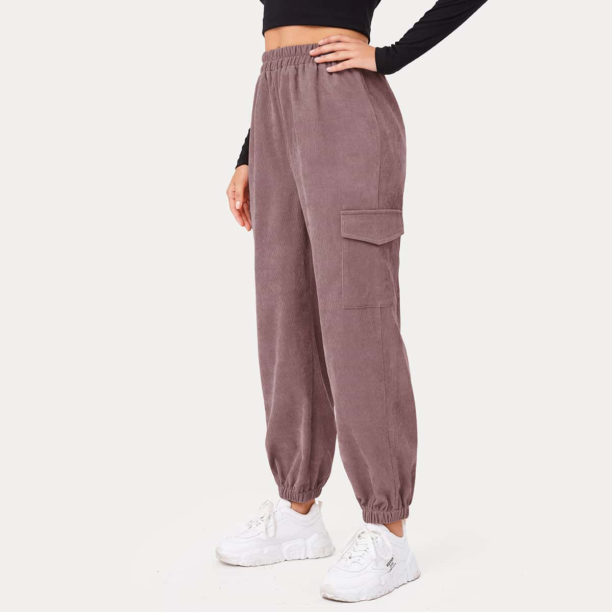 

Solid Corduroy Cargo Pants, Dusty pink