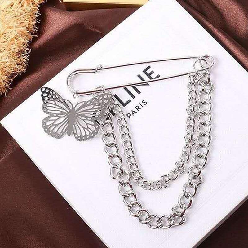 

Butterfly Chain Brooch, Silver