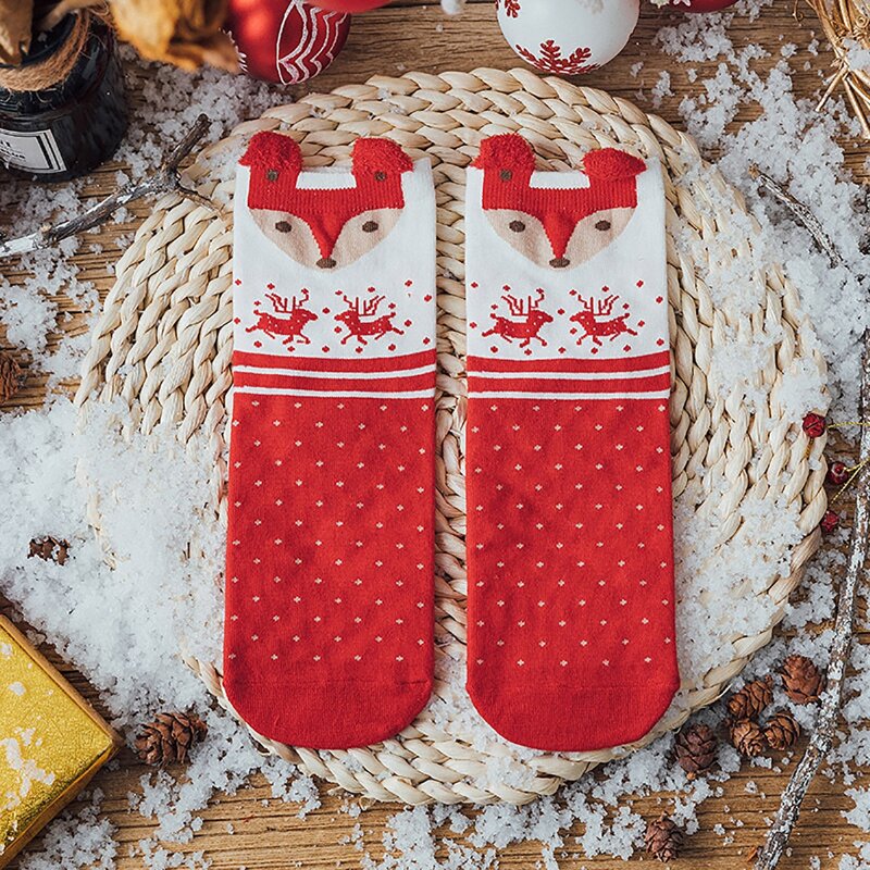 

Christmas Cartoon Graphic Socks, Red