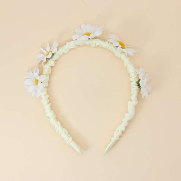 

Toddler Girls Flower Decor Hair Hoop, White