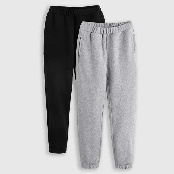 

Toddler Boys 2 Pack Elastic Waist Slant Pocket Solid Joggers, Multicolor