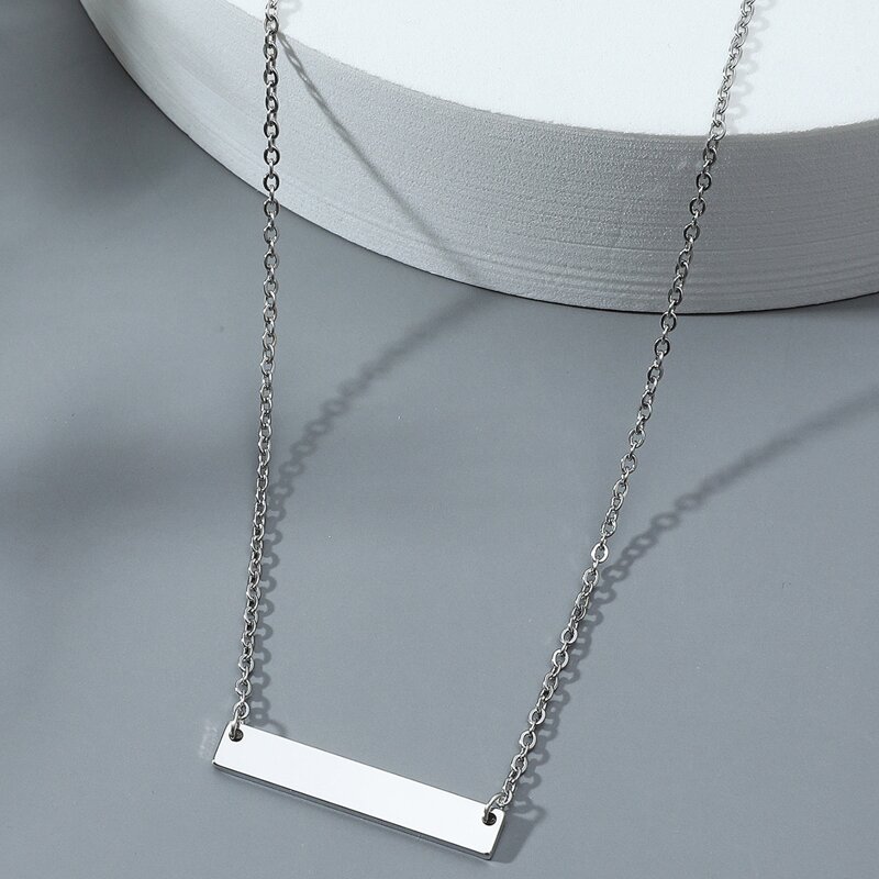 

Guys Stainless Steel Geo Charm Necklace, Silver