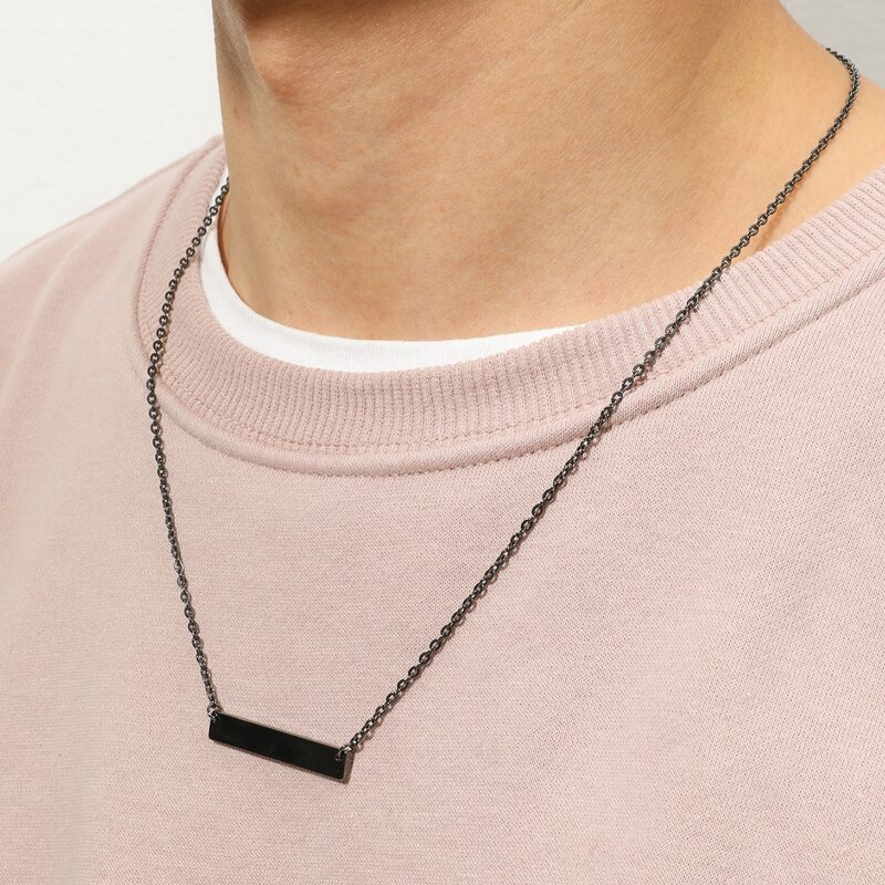 

Guys Stainless Steel Geo Charm Necklace, Black